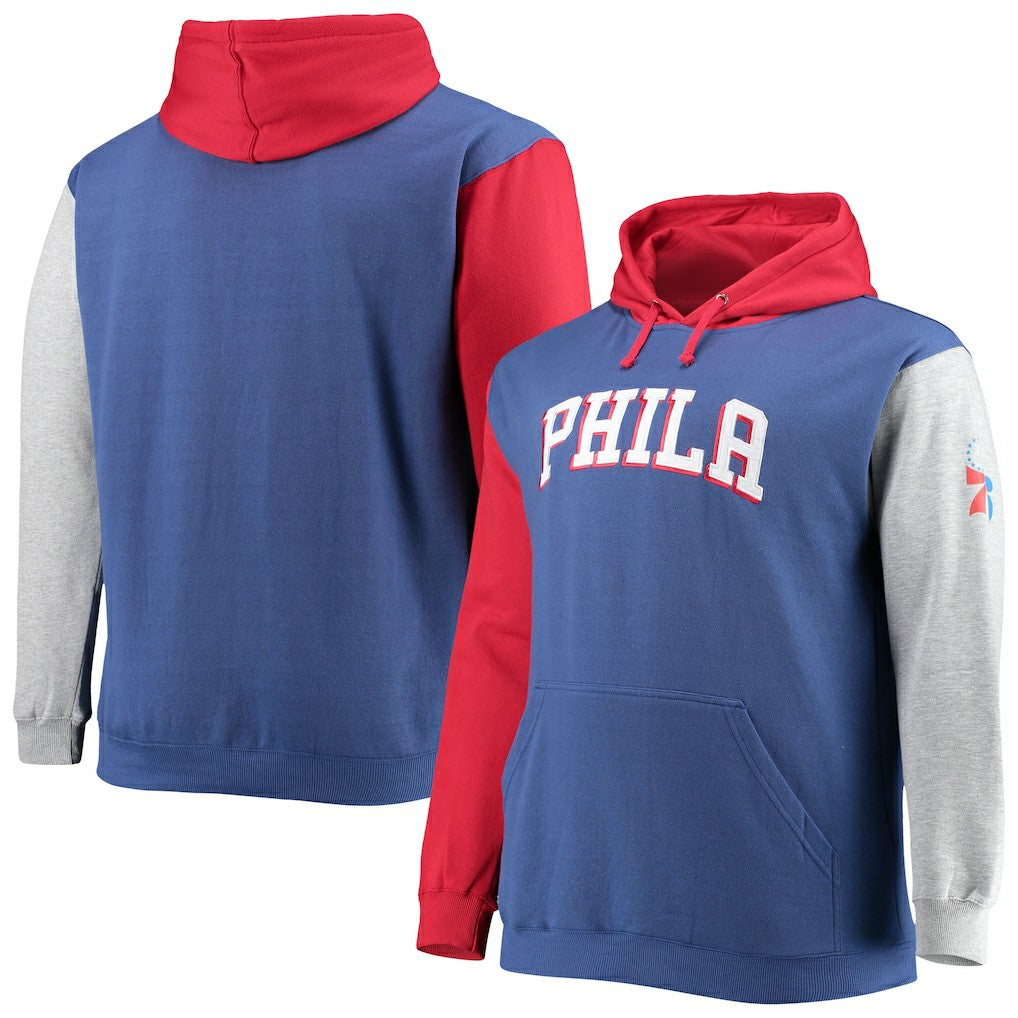 Philadelphia 76ers Big & Tall Double Contrast Pullover Hoodie Royal/Red - Fanatics