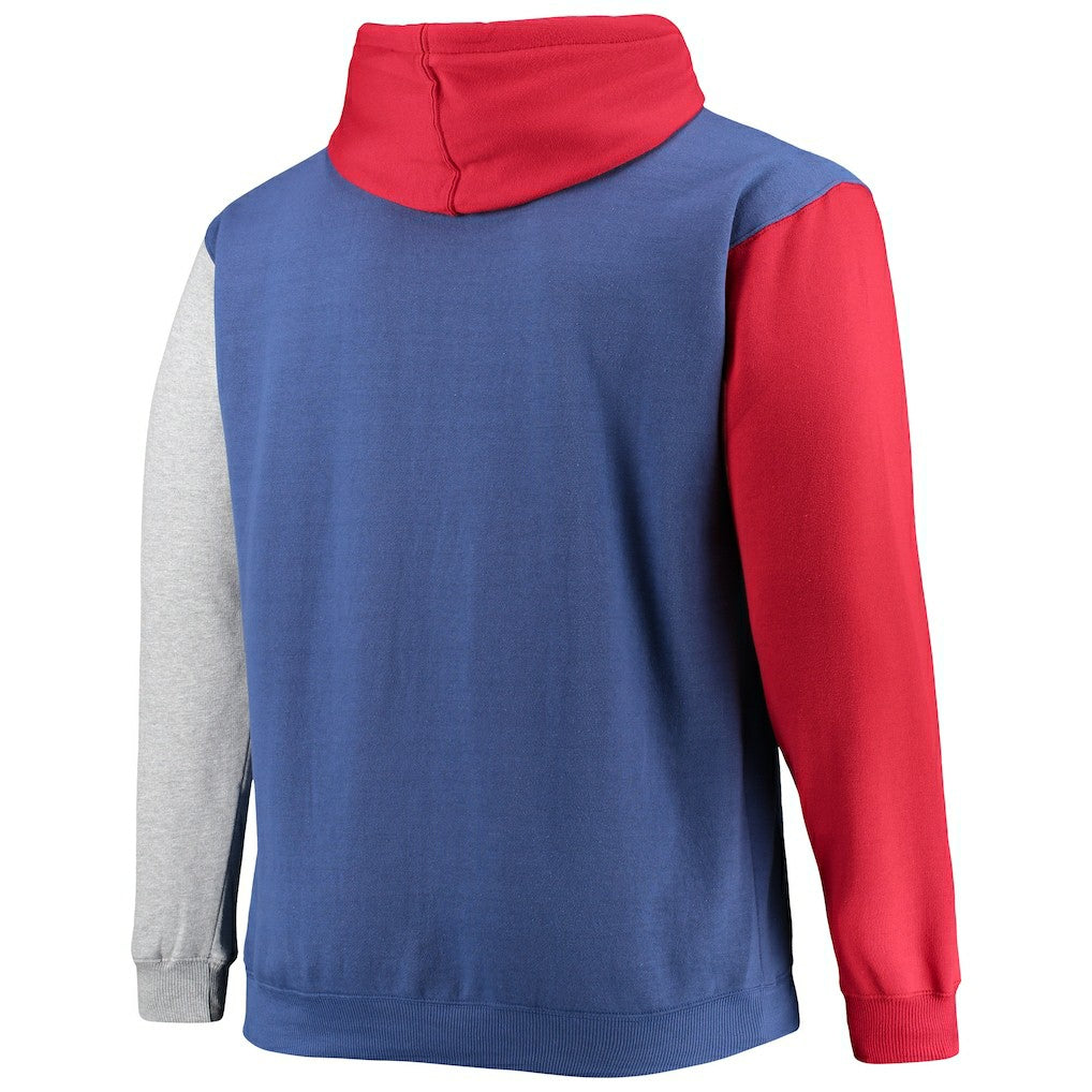 Philadelphia 76ers Big & Tall Double Contrast Pullover Hoodie Royal/Red - Fanatics