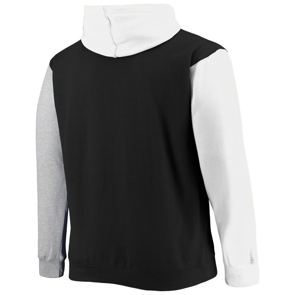 Brooklyn Nets Big & Tall Double Contrast Pullover Hoodie Black/White - Fanatics