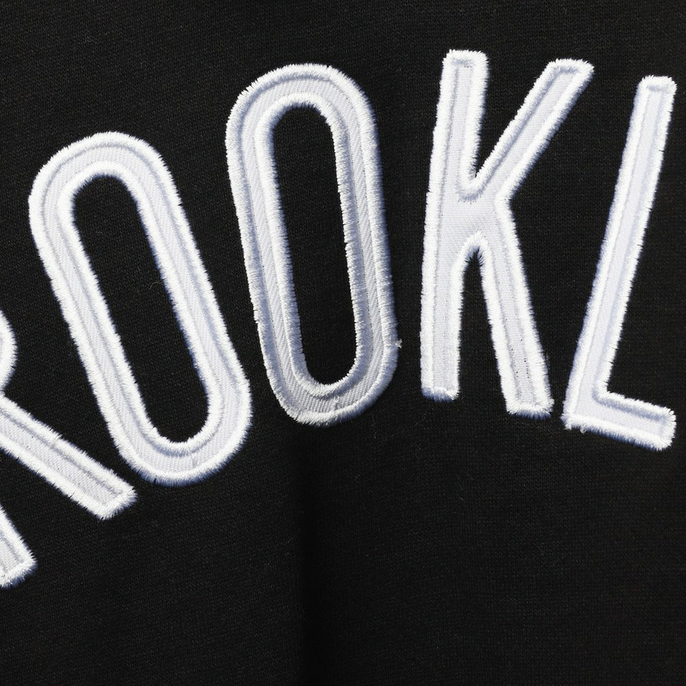 Brooklyn Nets Big & Tall Double Contrast Pullover Hoodie Black/White - Fanatics