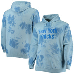 New York Knicks Big & Tall Wordmark Cloud Dye Pullover Hoodie Blue - Fanatics