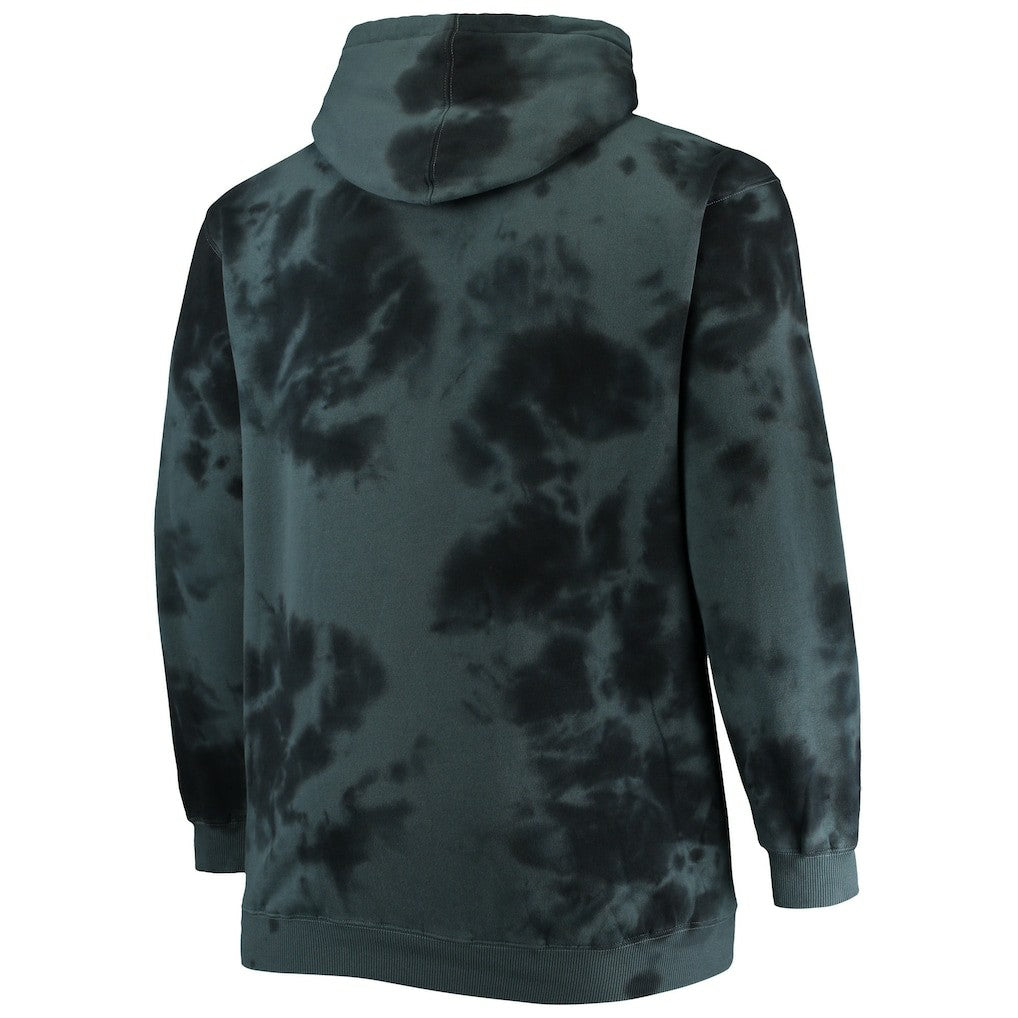 Brooklyn Nets Big & Tall Wordmark Cloud Dye Pullover Hoodie Black - Fanatics