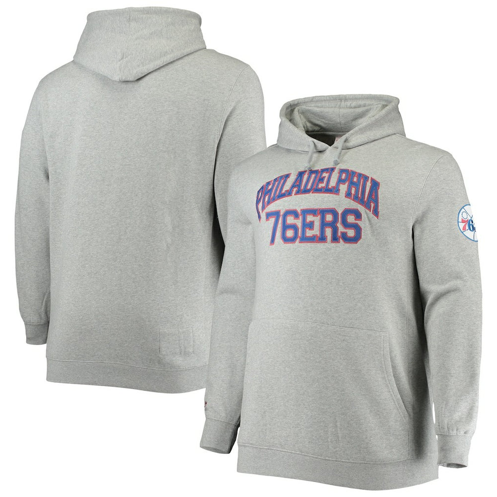 Philadelphia 76ers Hardwood Classics Big & Tall Throwback Pullover Hoodie Heathered Gray - Mitchell & Ness