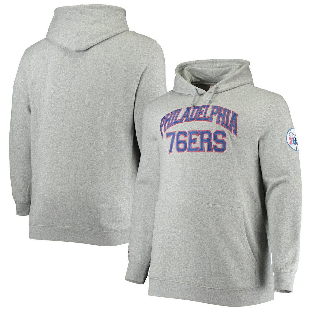 Philadelphia 76ers Hardwood Classics Big & Tall Throwback Pullover Hoodie Heathered Gray - Mitchell & Ness