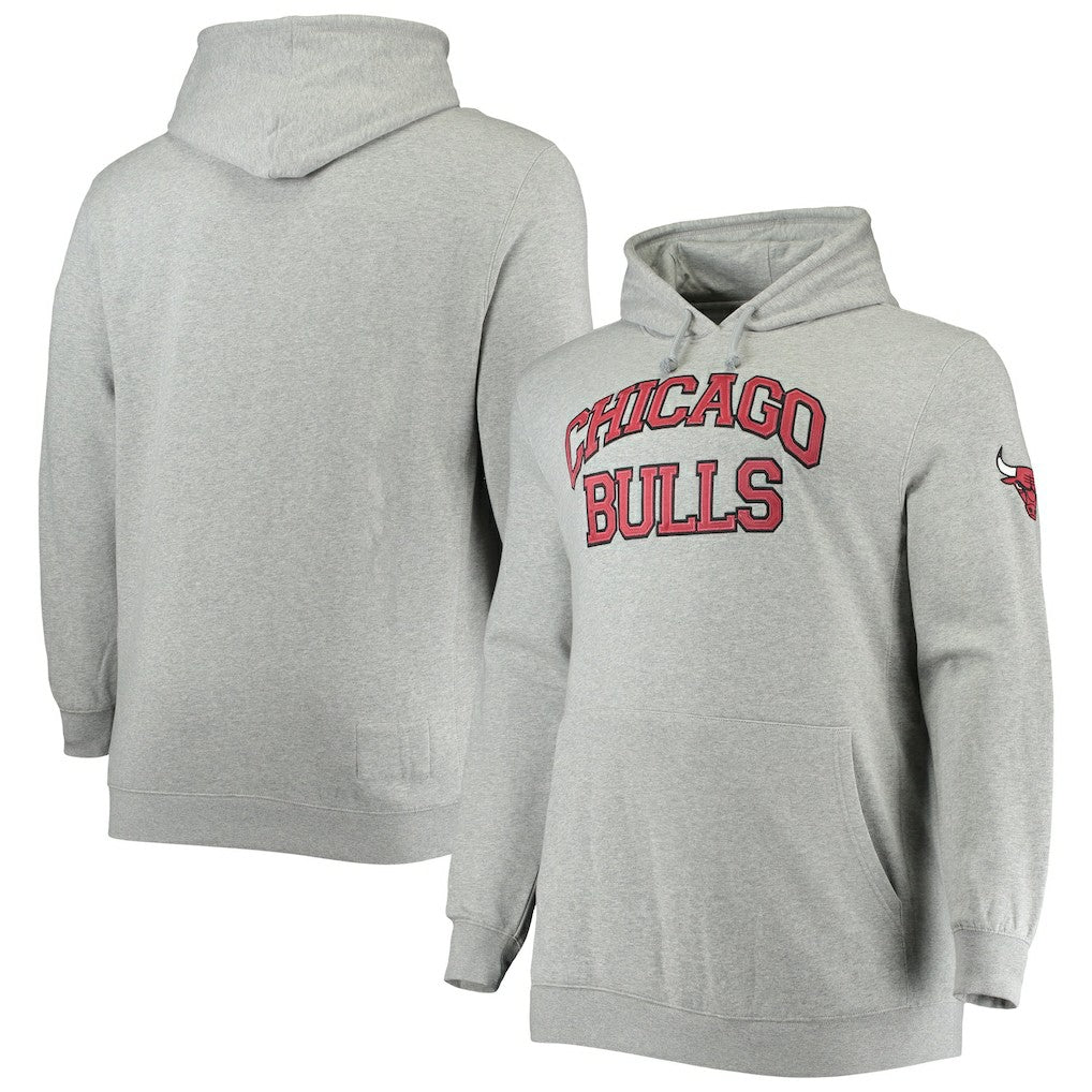 Chicago Bulls Hardwood Classics Big & Tall Throwback Pullover Hoodie Heathered Gray - Mitchell & Ness