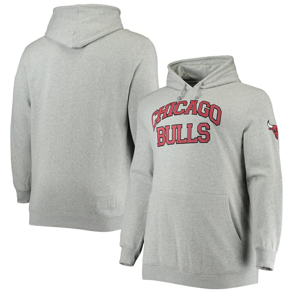 Chicago Bulls Hardwood Classics Big & Tall Throwback Pullover Hoodie Heathered Gray - Mitchell & Ness