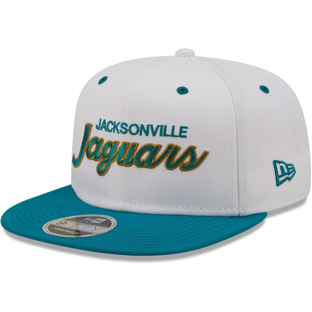 Jacksonville Jaguars New Era Sparky Original 9FIFTY Snapback Hat - White/Teal Hats