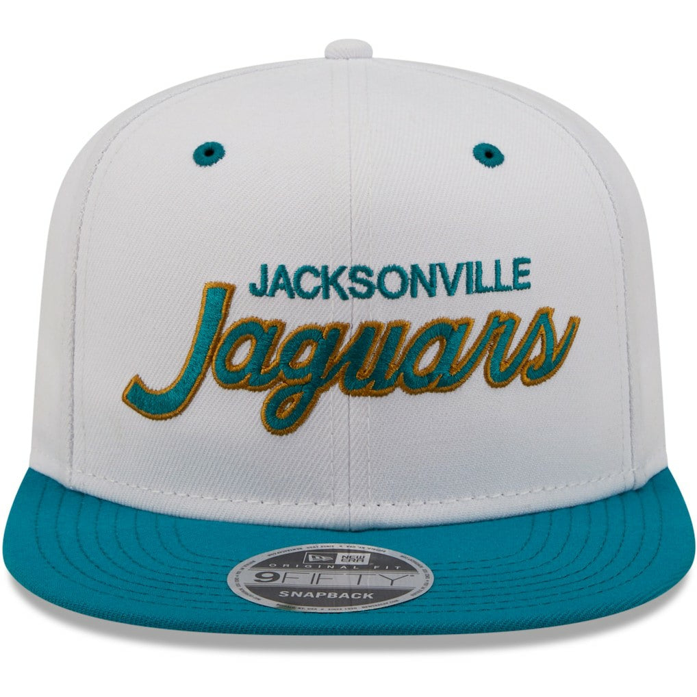Jacksonville Jaguars New Era Sparky Original 9FIFTY Snapback Hat - White/Teal Hats