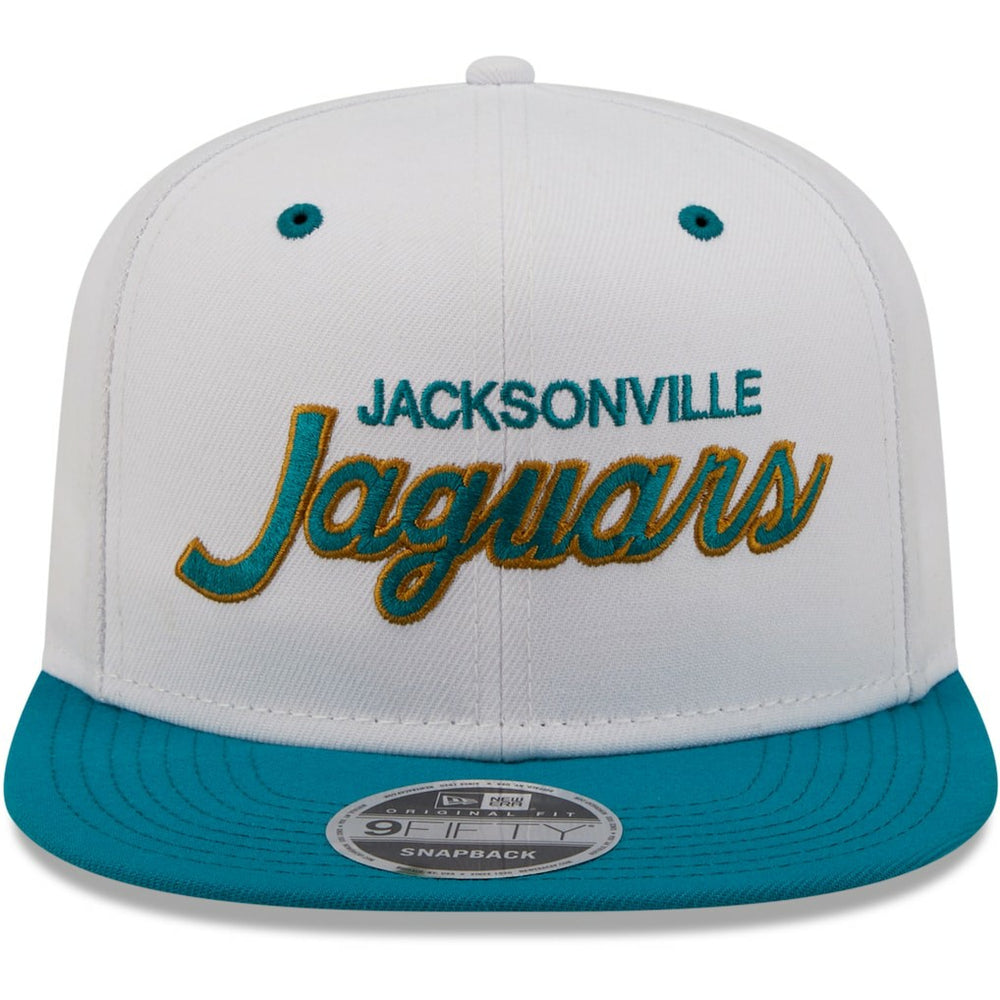 Jacksonville Jaguars New Era Sparky Original 9FIFTY Snapback Hat - White/Teal Hats