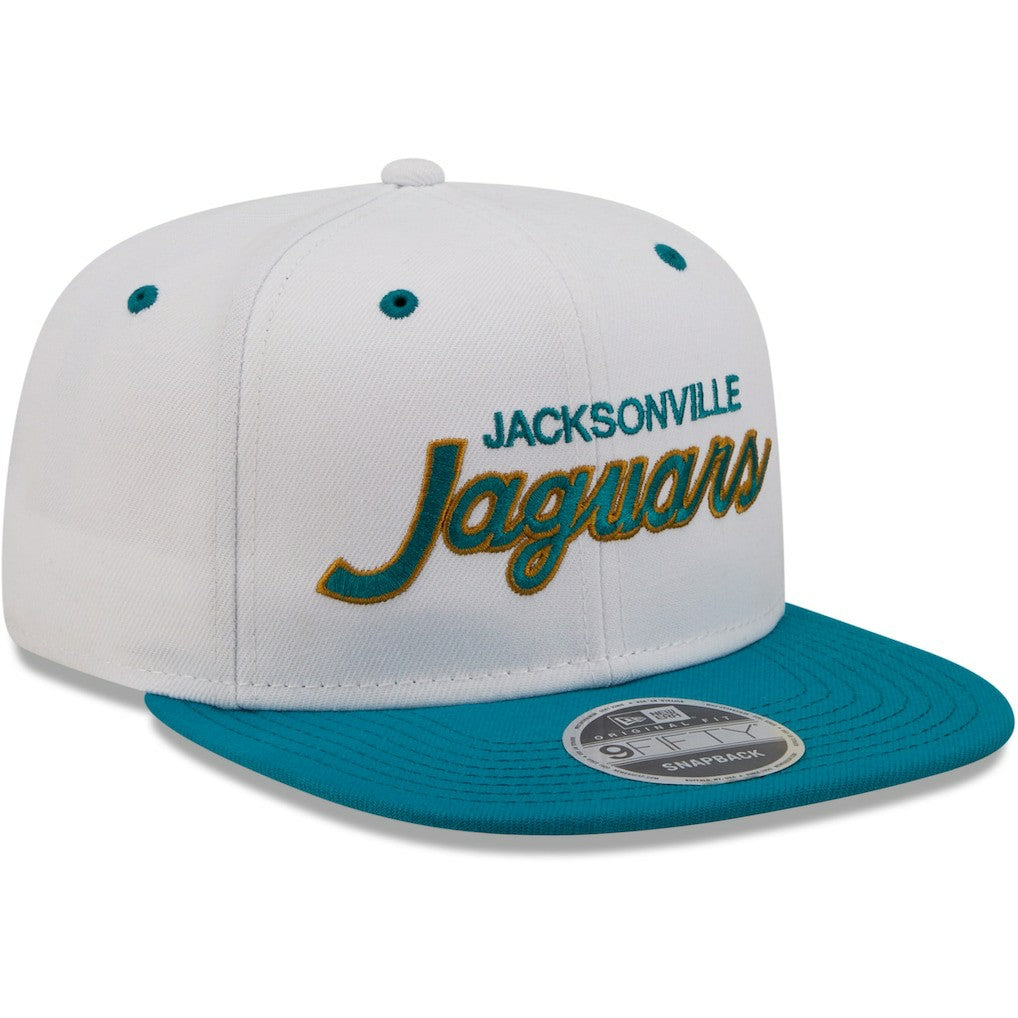 Jacksonville Jaguars New Era Sparky Original 9FIFTY Snapback Hat - White/Teal Hats