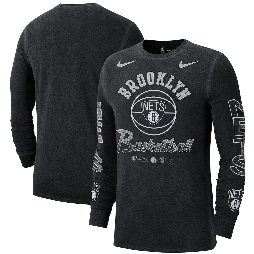 Brooklyn Nets Courtside Retro Elevated Long Sleeve T-Shirt Black - Nike