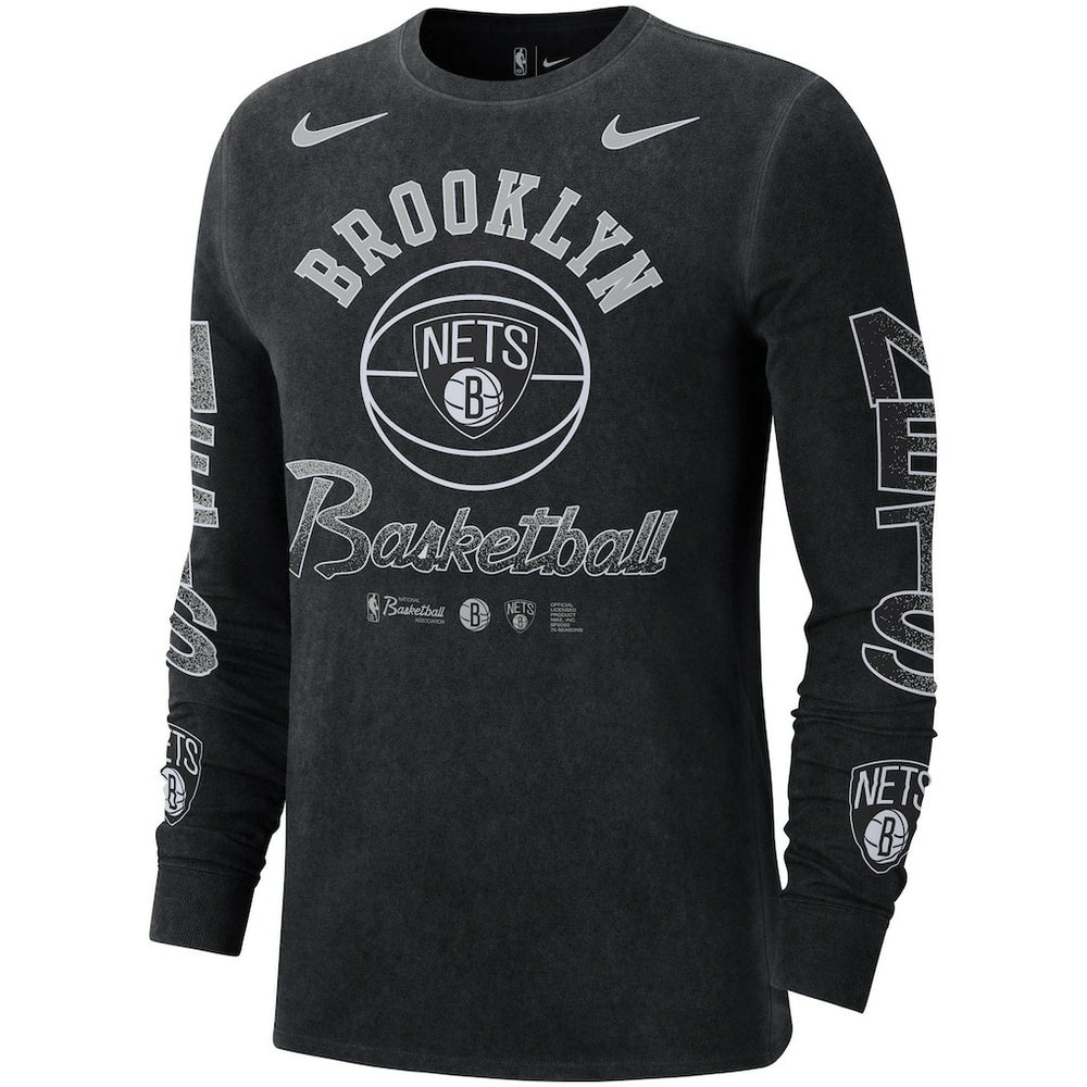 Brooklyn Nets Courtside Retro Elevated Long Sleeve T-Shirt Black - Nike
