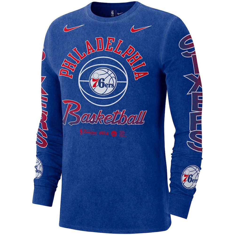 Philadelphia 76ers Courtside Retro Elevated Long Sleeve T-Shirt Royal - Nike