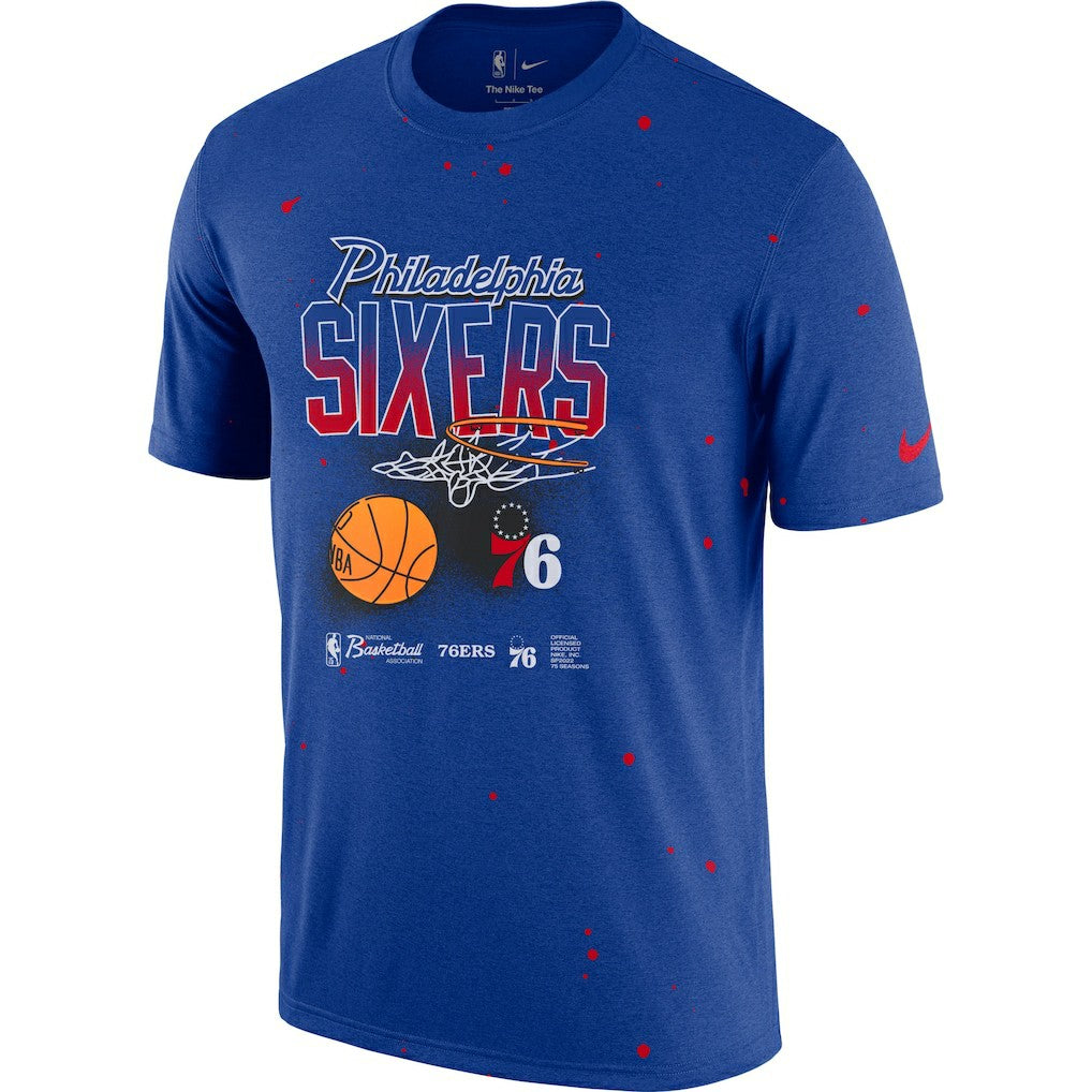 Philadelphia 76ers Courtside Splatter T-Shirt Royal - Nike