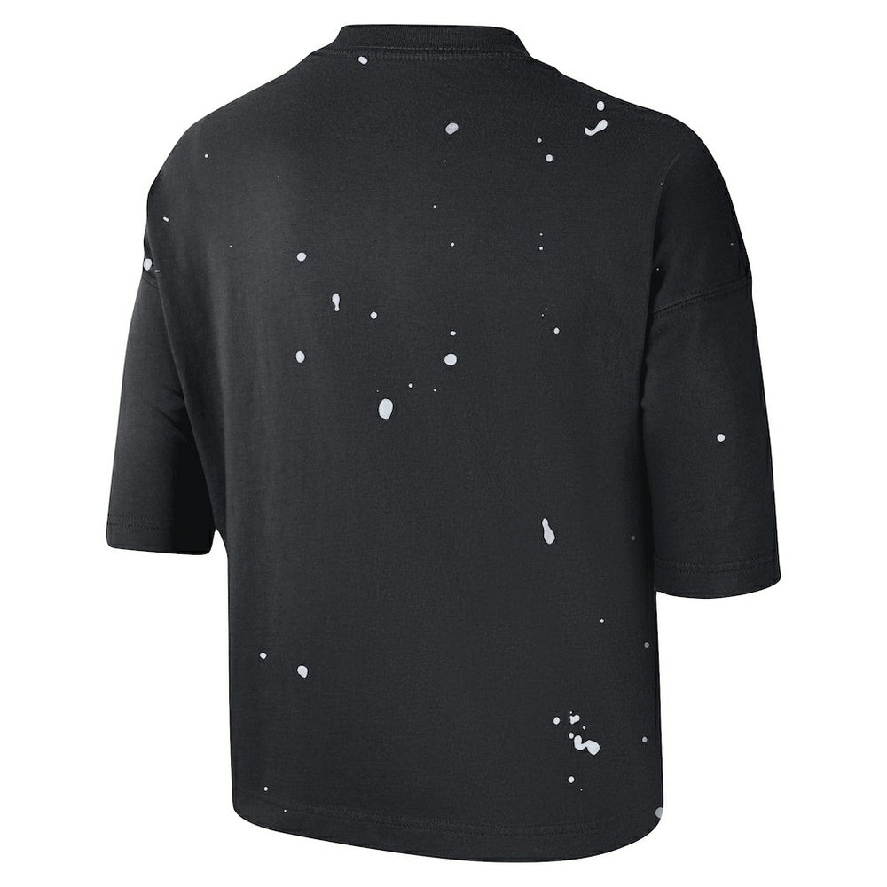 Brooklyn Nets Women's Courtside Splatter Cropped T-Shirt Black - Nike