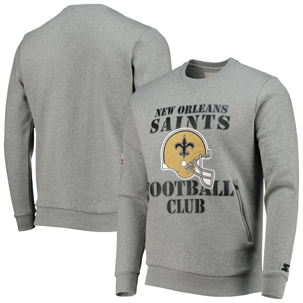 New Orleans Saints Starter Locker Room Throwback End Zone Pullover Sweatshirt - Gray Pullover