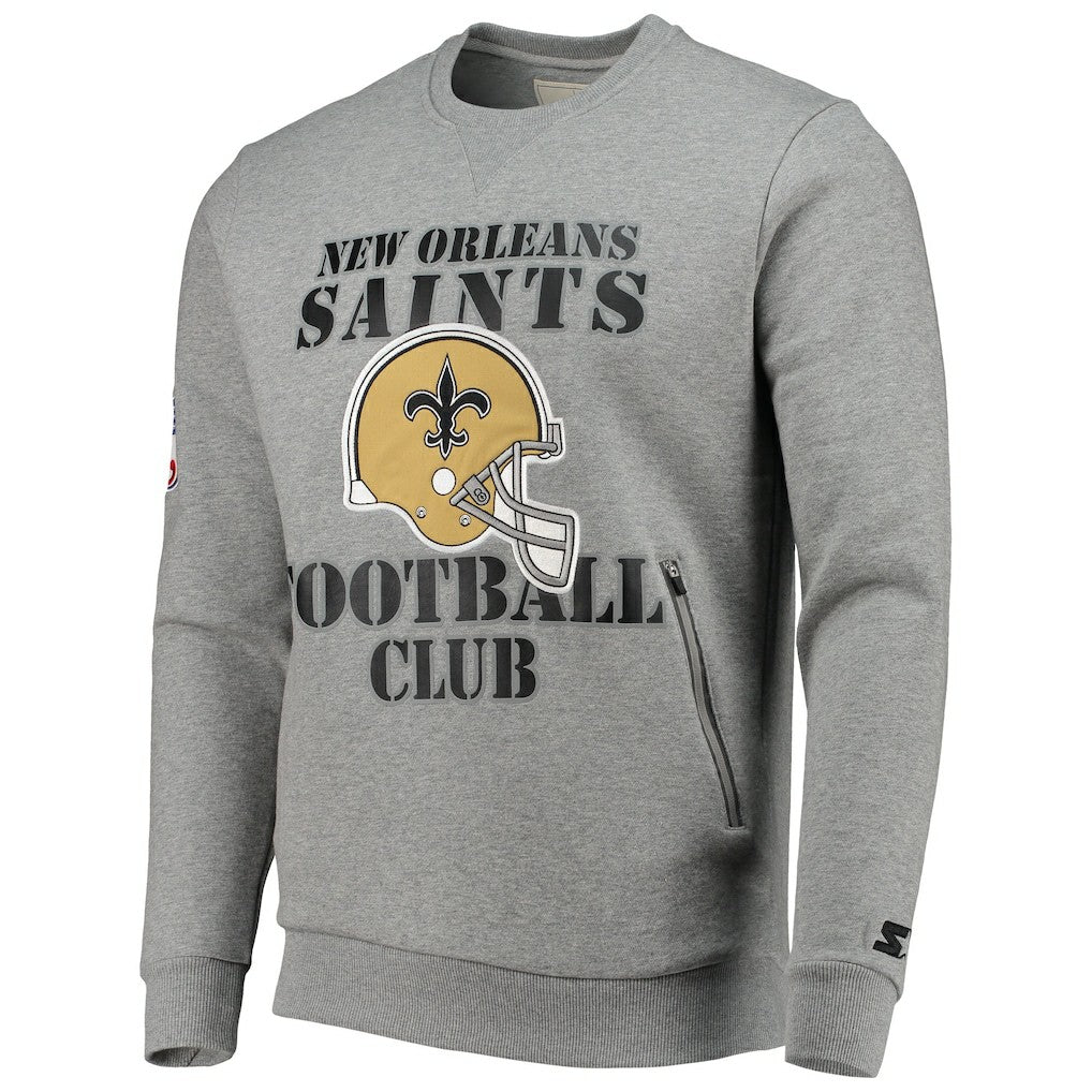 New Orleans Saints Starter Locker Room Throwback End Zone Pullover Sweatshirt - Gray Pullover