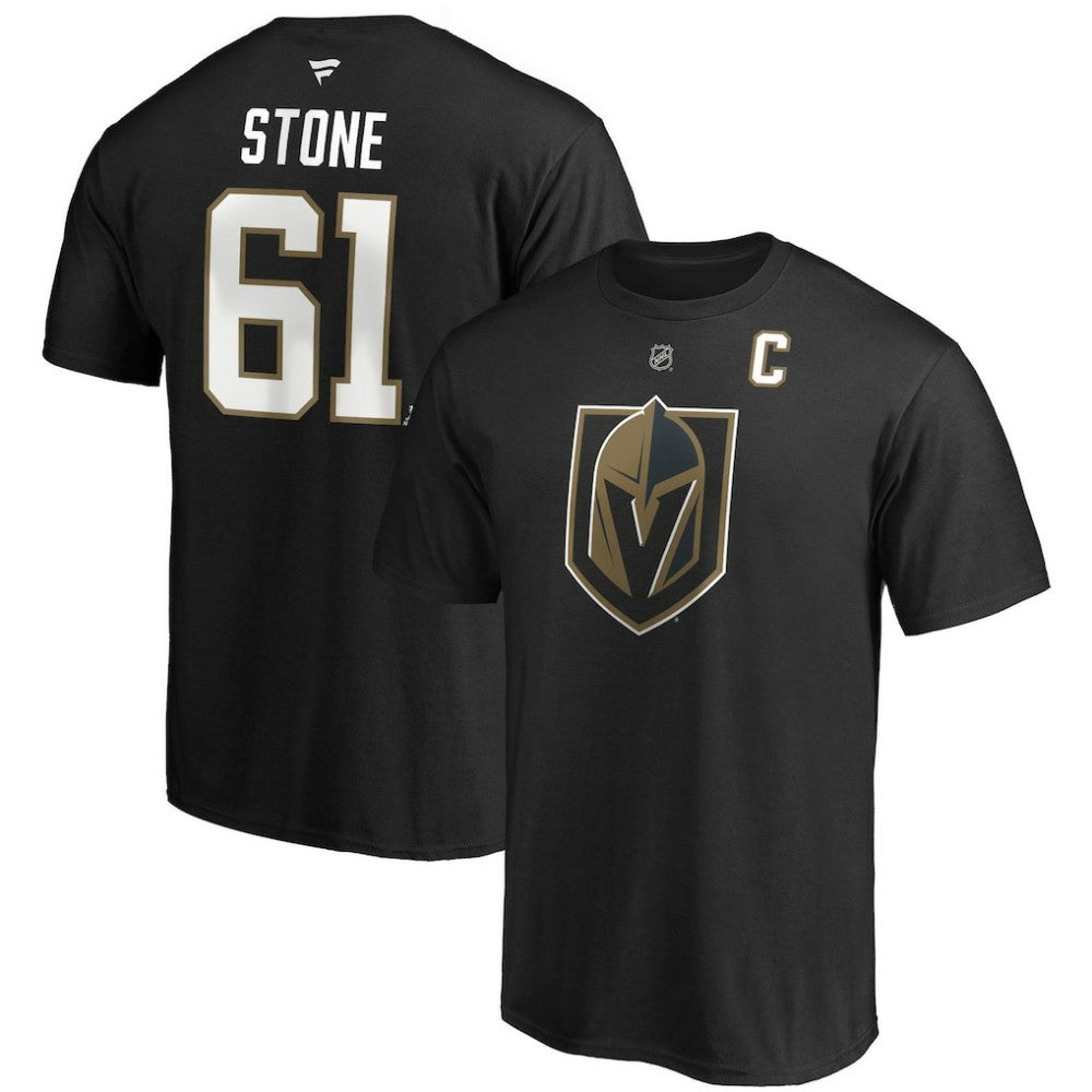Mark Stone Vegas Golden Knights Fanatics Authentic Stack Player Name & Number Captain Patch T-Shirt - Black | US 4363048