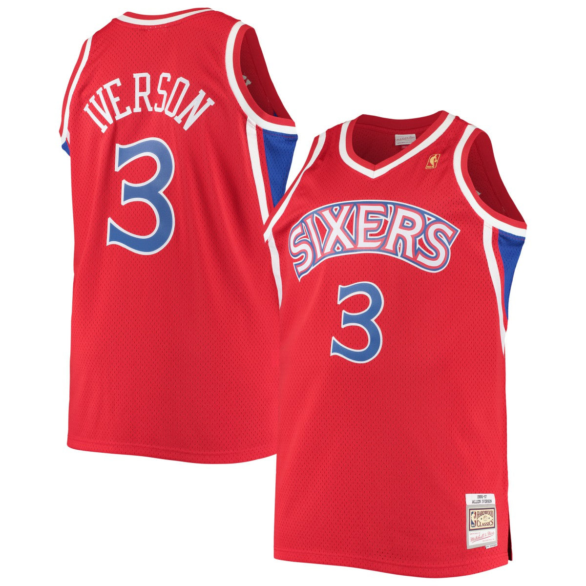 Allen Iverson Philadelphia 76ers 1996/97 Big & Tall Hardwood Classics Swingman Jersey Red - Mitchell & Ness