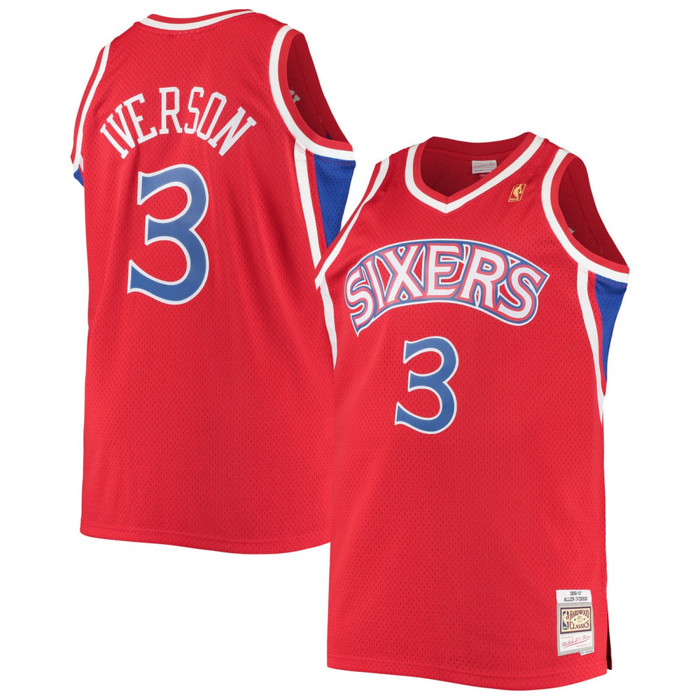 Allen Iverson Philadelphia 76ers 1996/97 Big & Tall Hardwood Classics Swingman Jersey Red - Mitchell & Ness