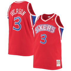 Allen Iverson Philadelphia 76ers 1996/97 Big & Tall Hardwood Classics Swingman Jersey Red - Mitchell & Ness