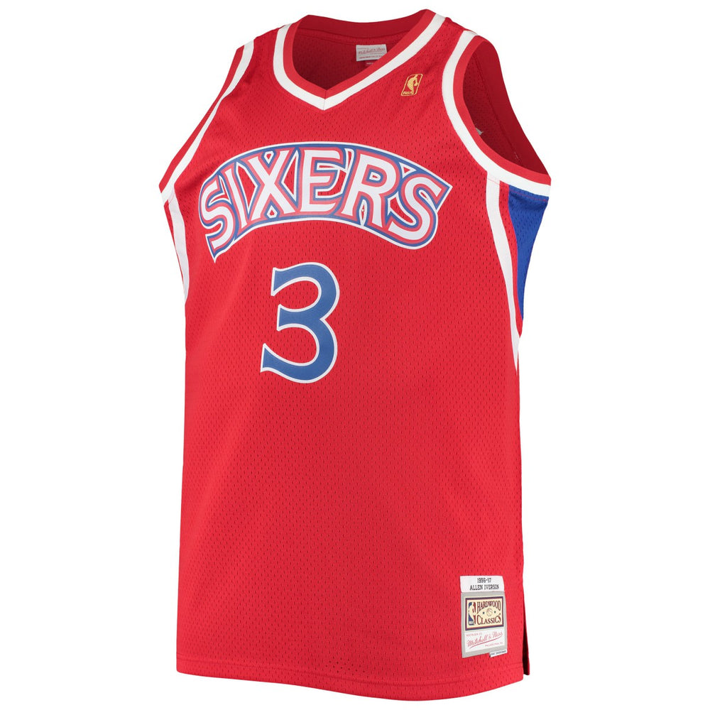 Allen Iverson Philadelphia 76ers 1996/97 Big & Tall Hardwood Classics Swingman Jersey Red - Mitchell & Ness