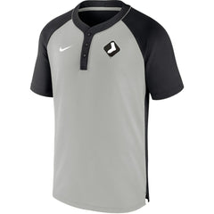 Chicago White Sox Nike City Plate Performance Henley Raglan T-Shirt - Black/Silver T-shirts