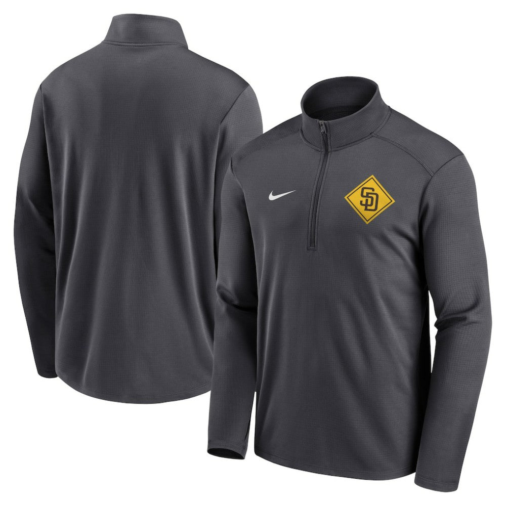 San Diego Padres Nike Diamond Icon Pacer Performance Quarter-Zip Windbreaker Top - Anthracite Tops