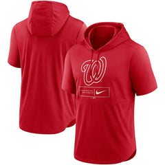 Washington Nationals Nike Lockup Performance Short Sleeve Lightweight Hooded Top - Red Tops