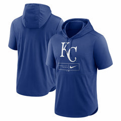 Kansas City Royals Nike Lockup Performance Short Sleeve Lightweight Hooded Top - Royal Tops