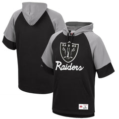 Las Vegas Raiders Home Advantage Raglan Short Sleeve Pullover Hoodie - Black Hoodies