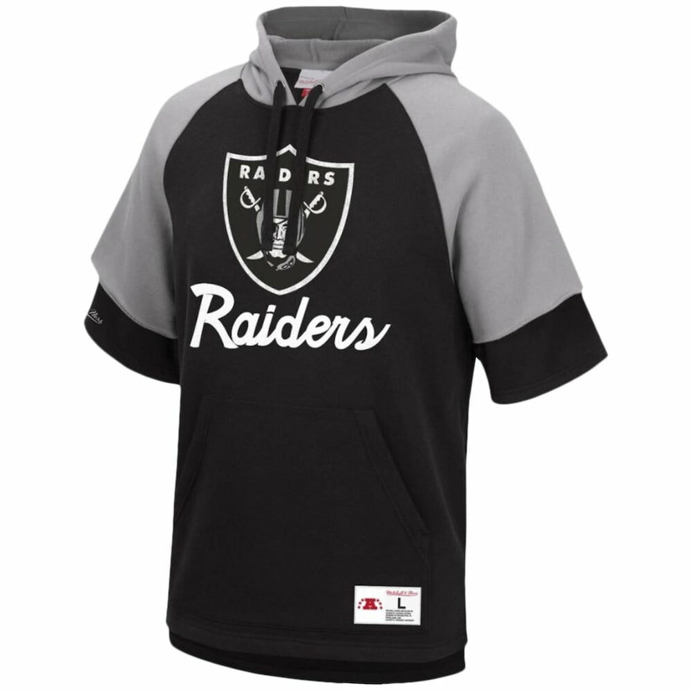Las Vegas Raiders Home Advantage Raglan Short Sleeve Pullover Hoodie - Black Hoodies