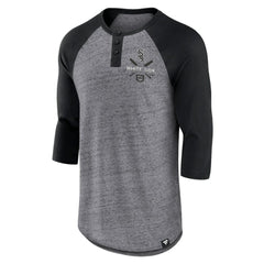 Chicago White Sox Fanatics Iconic Above Heat Speckled Raglan Henley 3/4 Sleeve T-Shirt - Heathered Gray/Black T-shirts