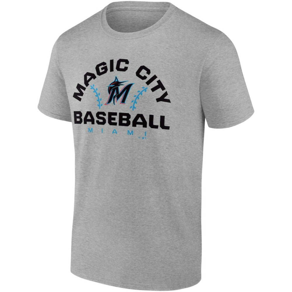Miami Marlins Fanatics Iconic Go for Two T-Shirt - Heathered Gray T-shirts