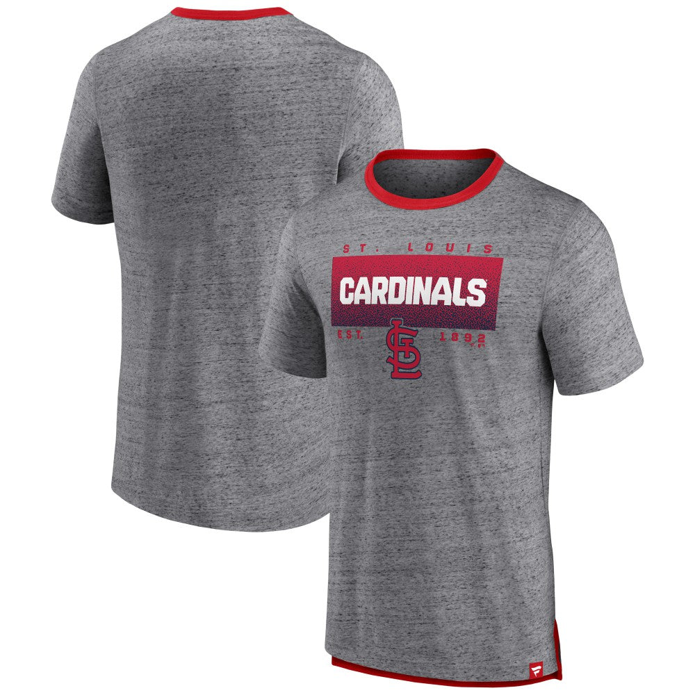 St. Louis Cardinals Fanatics Iconic Team Element Speckled Ringer T-Shirt - Heathered Gray T-shirts