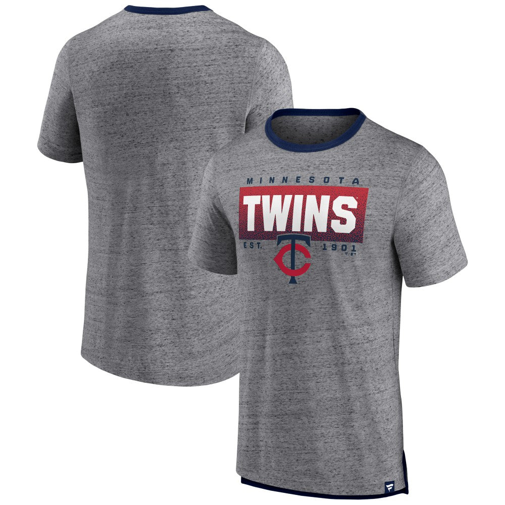 Minnesota Twins Fanatics Iconic Team Element Speckled Ringer T-Shirt - Heathered Gray T-shirts