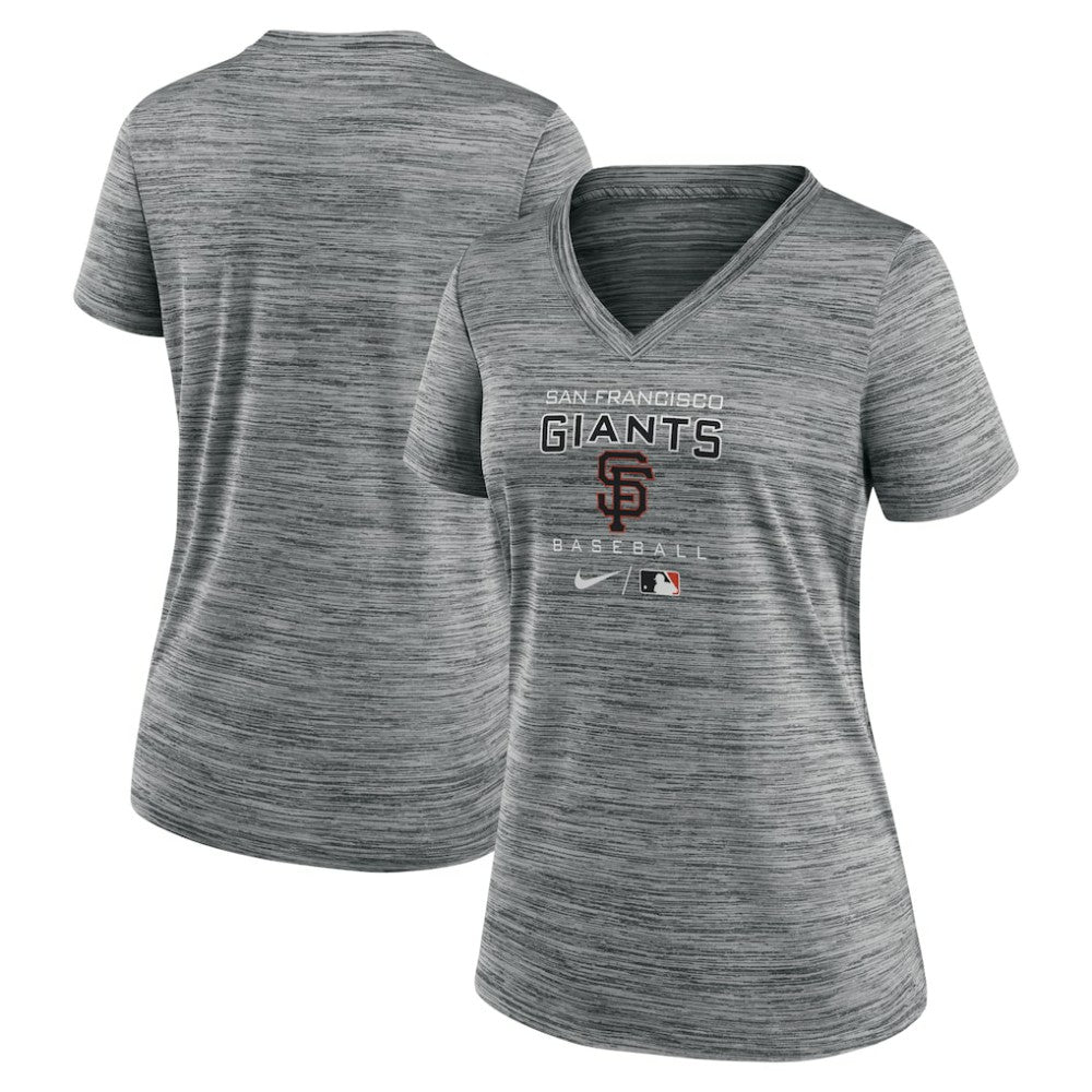 San Francisco Giants Nike Women's Authentic Collection Velocity Performance V-Neck T-Shirt - Anthracite T-shirts