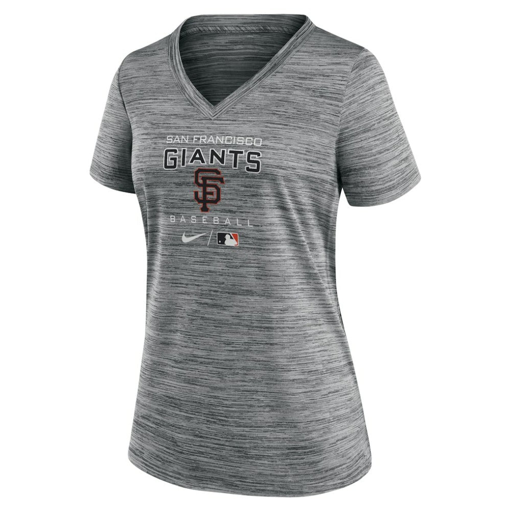 San Francisco Giants Nike Women's Authentic Collection Velocity Performance V-Neck T-Shirt - Anthracite T-shirts