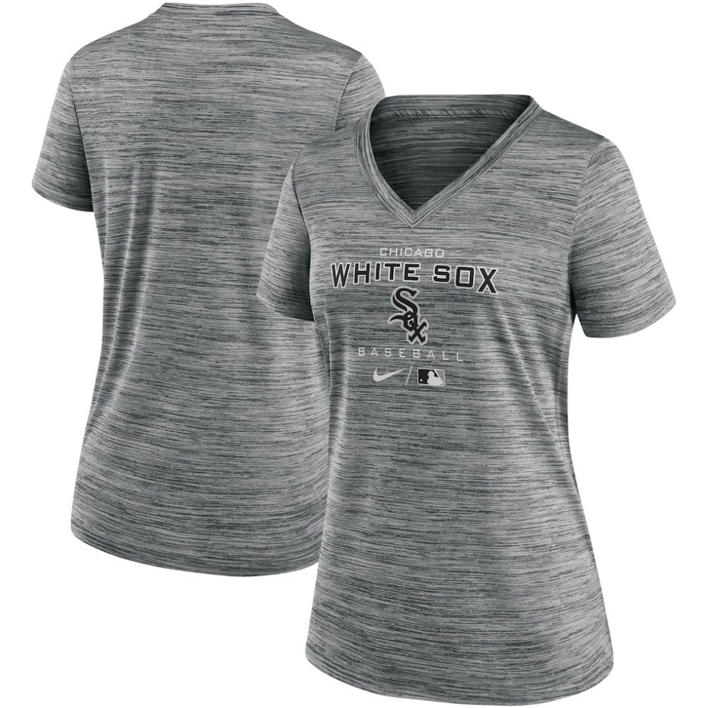 Chicago White Sox Nike Women's Authentic Collection Velocity Performance V-Neck T-Shirt - Anthracite T-shirts