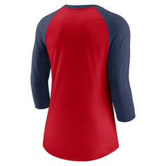 Washington Nationals Nike Women's Modern Baseball Arch Tri-Blend Raglan 3/4-Sleeve T-Shirt - Red/Navy T-shirts