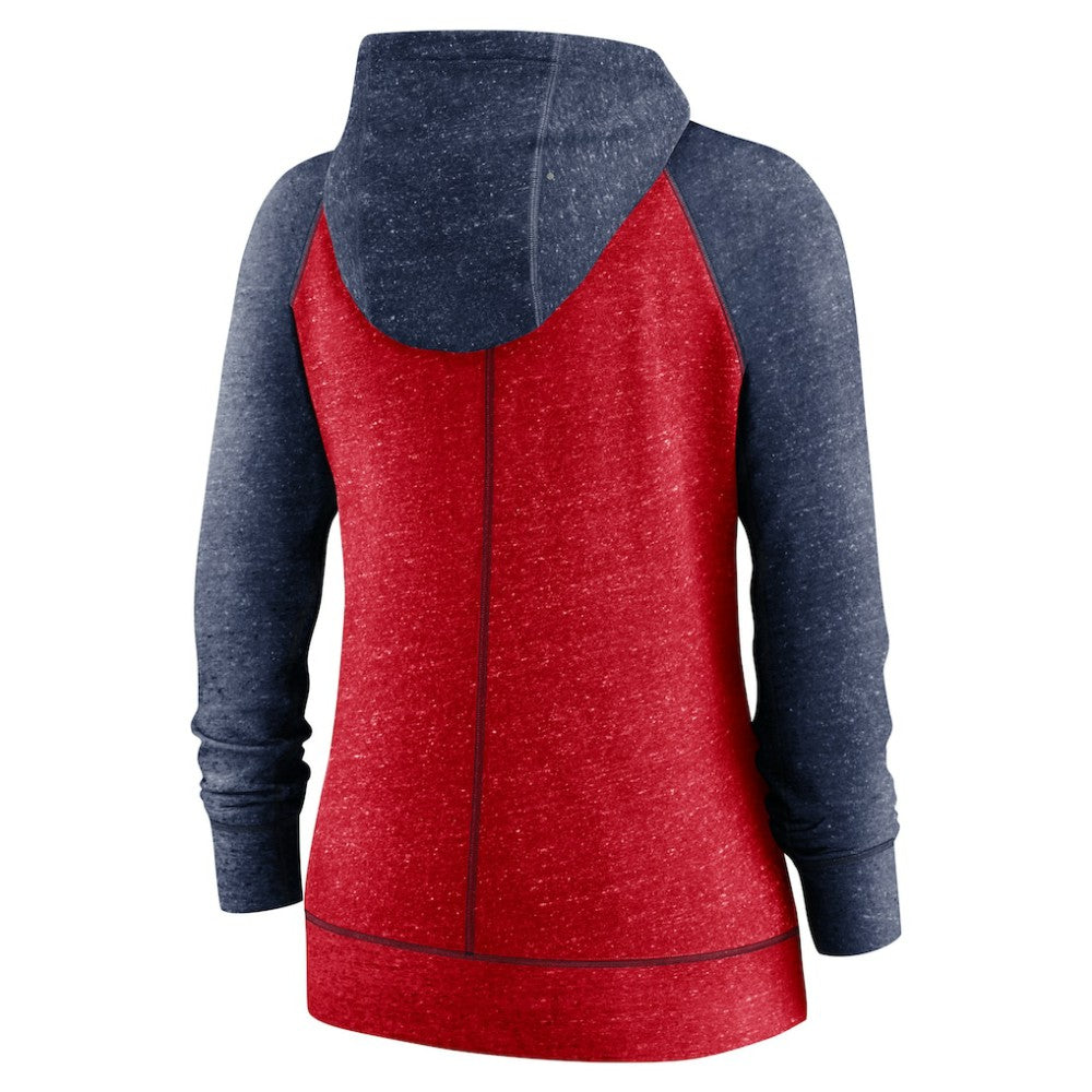 Minnesota Twins Nike Women's Split Wordmark Gym Vintage Raglan Lightweight Full-Zip Hoodie - Heather Red/Heather Navy Hoodies