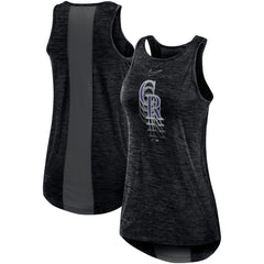 Colorado Rockies Nike Women's Logo Fade High Neck Performance Tank Top - Black Tanks