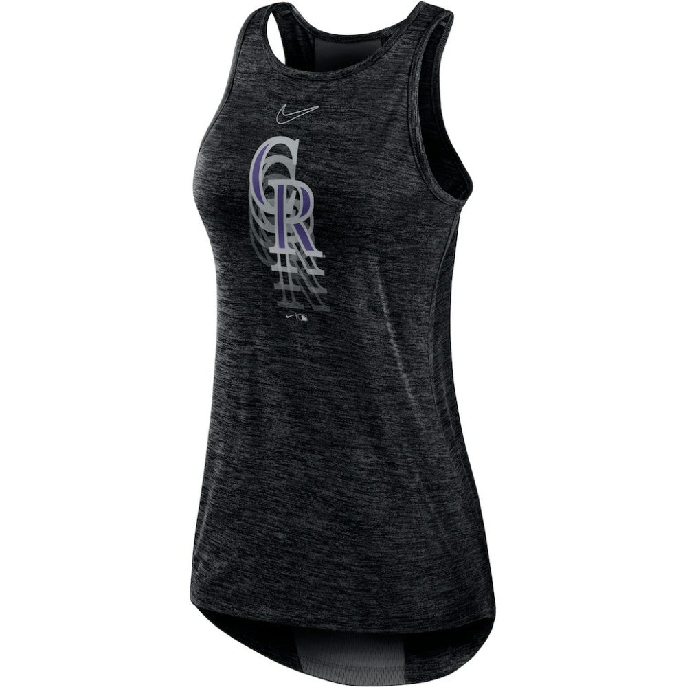 Colorado Rockies Nike Women's Logo Fade High Neck Performance Tank Top - Black Tanks