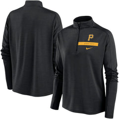Pittsburgh Pirates Nike Women's Primetime Local Touch Pacer Quarter-Zip Top - Black Tops