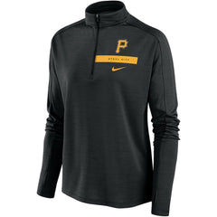 Pittsburgh Pirates Nike Women's Primetime Local Touch Pacer Quarter-Zip Top - Black Tops