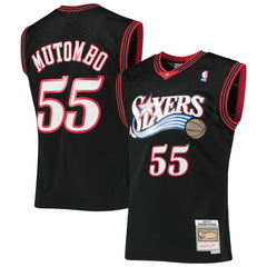 Dikembe Mutombo Philadelphia 76ers Hardwood Classics Swingman Jersey Black - Mitchell & Ness