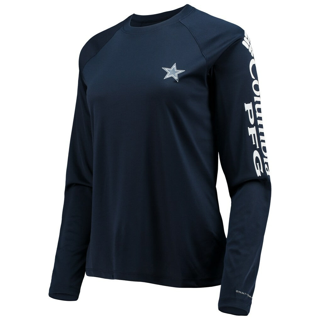 Dallas Cowboys Women's Tidal Omni-Shade Raglan Long Sleeve T-Shirt - Navy/White T-shirts