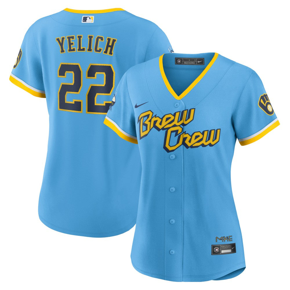 Christian Yelich Milwaukee Brewers Nike Women's City Connect Replica Player Jersey - Powder Blue Jerseys