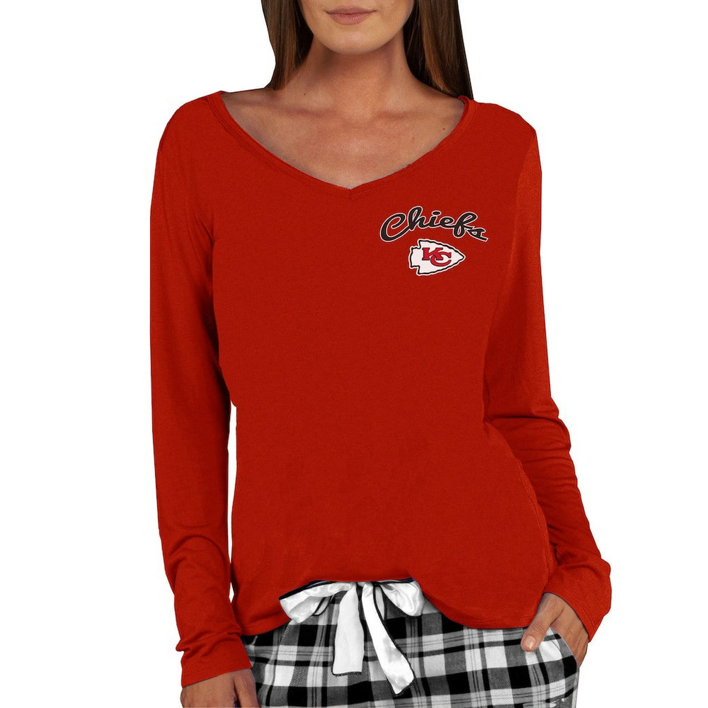 Kansas City Chiefs Concepts Sport Women's Marathon Knit Long Sleeve Lightweight V-Neck Lounge Top - Red Tops