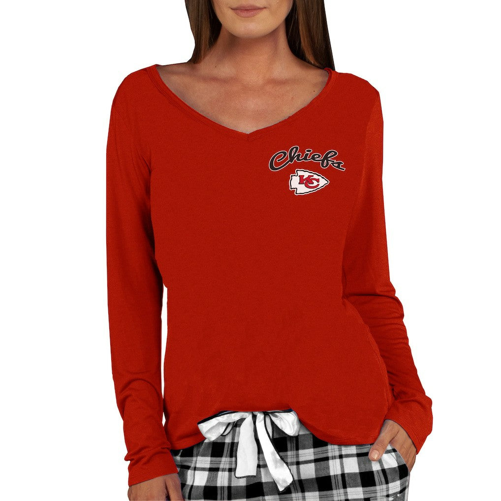 Kansas City Chiefs Concepts Sport Women's Marathon Knit Long Sleeve Lightweight V-Neck Lounge Top - Red Tops